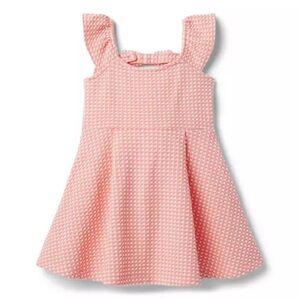 Janie and Jack Pink Elephant Gingham Knit Seersucker Sundress